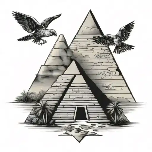Egyptian Pyramid with Lebanese cedar tree tattoo tattoo design idea