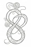 Integrating elements of Chinese and Scottish heritage with the infinity symbol and the number 50 in a minimalist design tattoo design idea