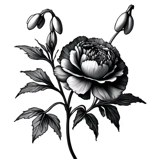 Carnation And Snowdrop tattoo design idea