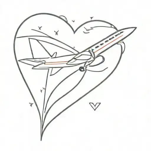 plane and heart outline tattoo tattoo design idea