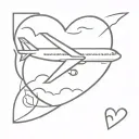 plane and heart outline tattoo tattoo design idea