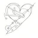 plane and heart outline tattoo tattoo design idea