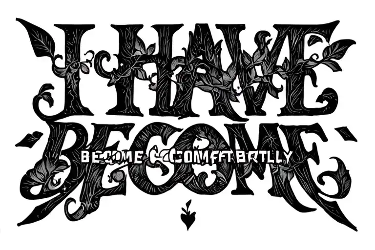 "I HAVE BECOME COMFORTABLY NUMB" WORDING tattoo design idea