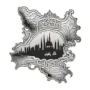 The combination of Iran's map, cyrus' grave and farvahar sign. tattoo design idea
