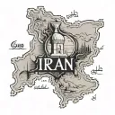 The combination of Iran's map, cyrus' grave and farvahar sign. tattoo design idea