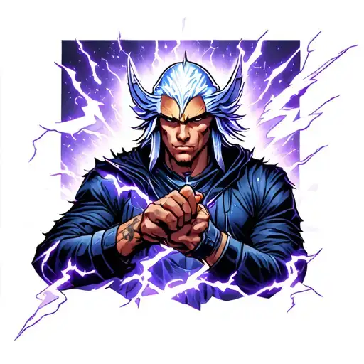 Raiden in lightning writing tattoo design idea
