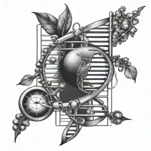 hope molecule with dna double helix tattoo design idea