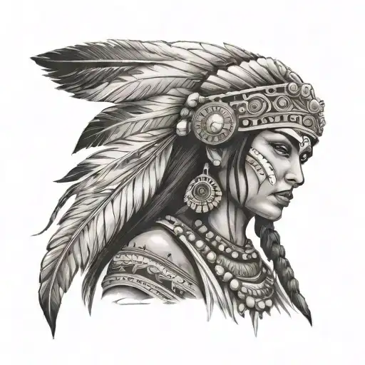 Indian warrior woman tattoo design idea
