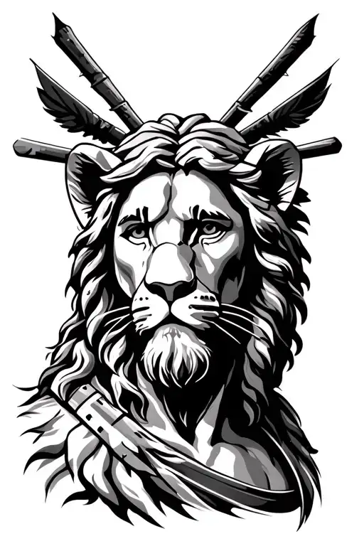 jesus, lion, gladiator tattoo design idea