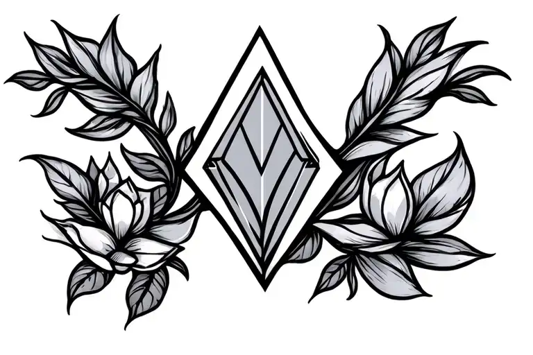 V and diamond shaped line outlining tattoo design idea