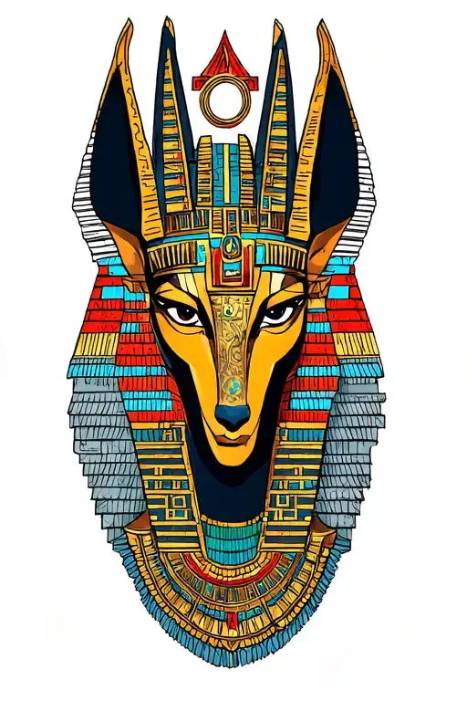 A Fusion Of Egyptian And Inka Symbolism, Featuring Anubis And all seing eye On in Machu Picchu tattoo design idea