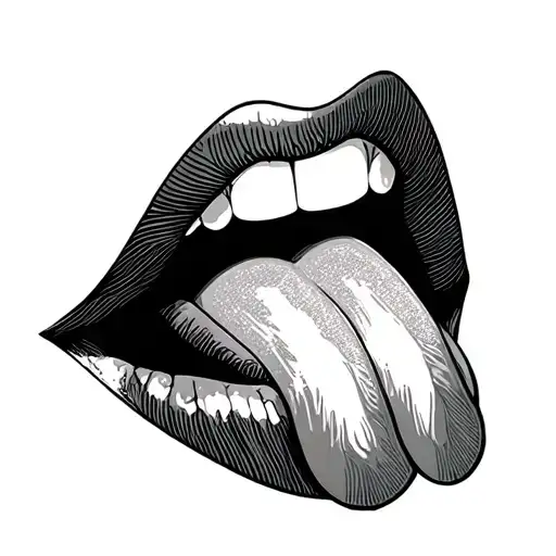 sexy mouth with tongue out tattoo design idea