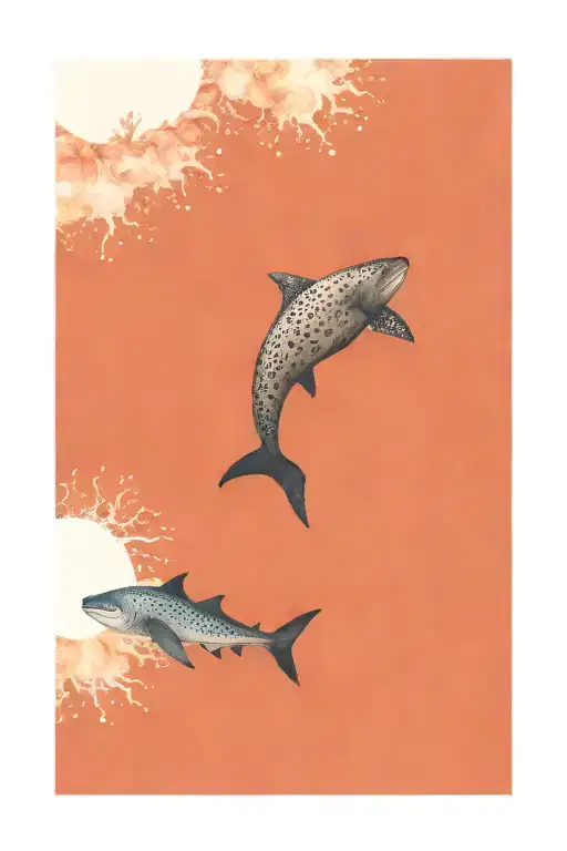 whale shark and sea turtle as Yin and Yang symbol tattoo design idea