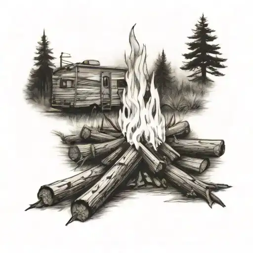 camp fire + tattoo design idea