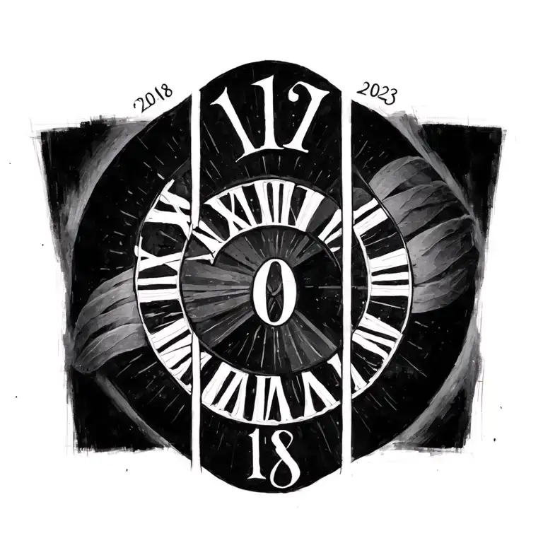 Roman numerals going down the spine vertically with the dates 17/02/2018 and 02/08/2023 tattoo design idea