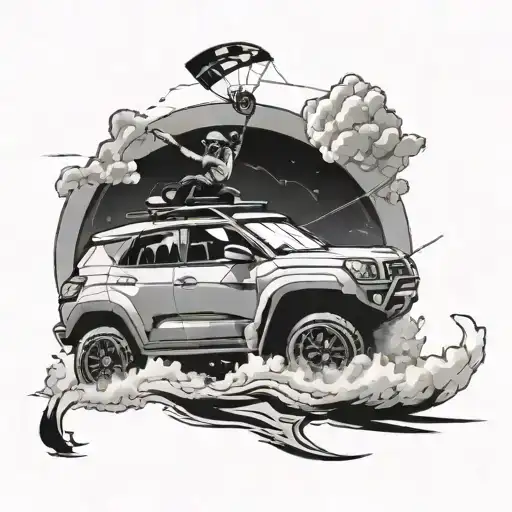 Hyundai with a kite surfer riding tattoo design idea