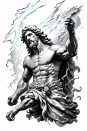 zeus throwing lightning bolt tattoo design idea