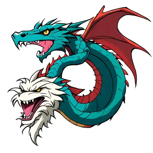 The dragon from DBZ replaced by Falcor from never ending story tattoo design idea