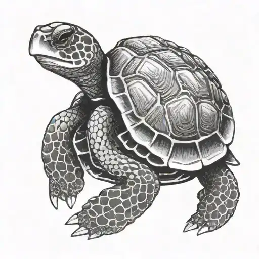 turtle with body of turbocharger tattoo design idea