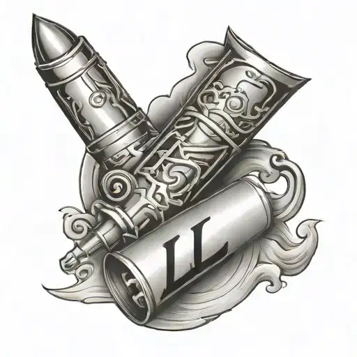 Bullet with a letter L tattoo design idea