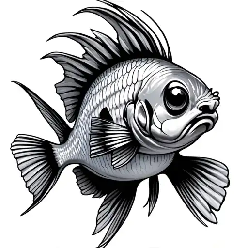a badass squirrelfish with big dead eyes and simple fins tattoo design idea