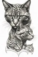 3 head cat tattoo design idea