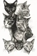 3 head cat tattoo design idea