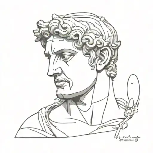 Greek statue head bust cracked tattoo design idea