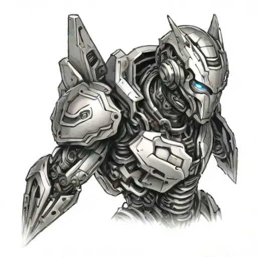 human robot hybrid tattoo design idea