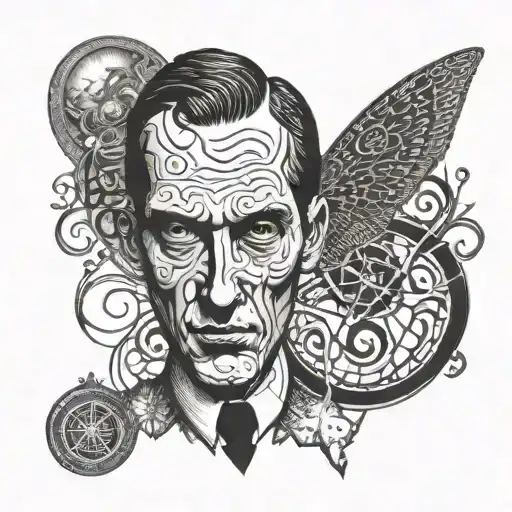 T and H P Lovecraft tattoo design idea