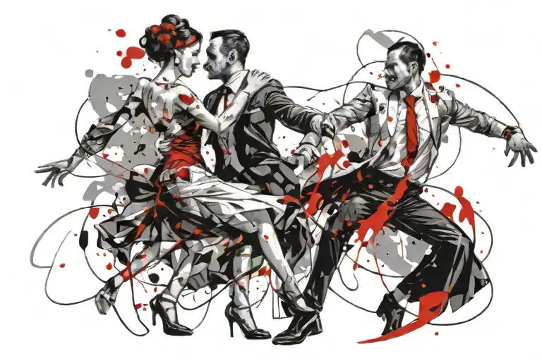 Wedding couple dancing tattoo design idea