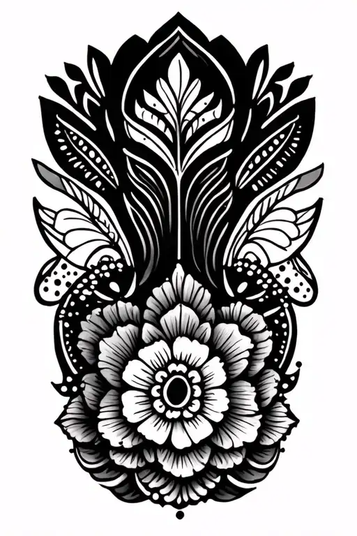 Vegan art deco henna day tattoo design idea