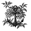 peach tree and anchor tattoo design idea