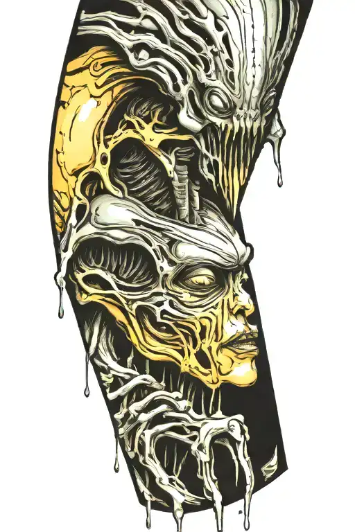 hr giger alien dripping in acid tattoo design idea