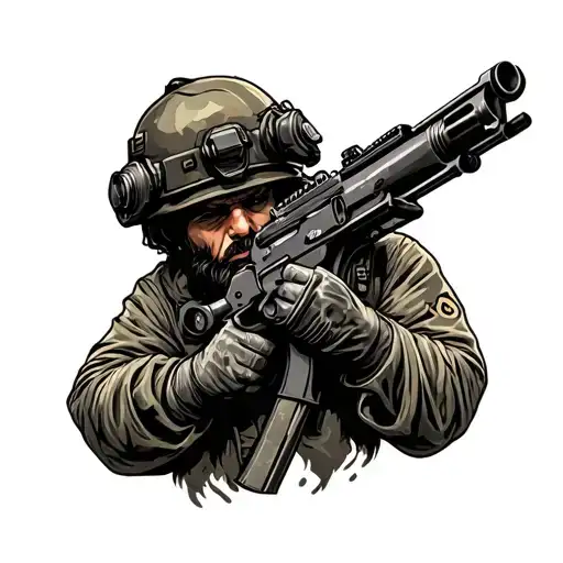 machine gunner tattoo design idea