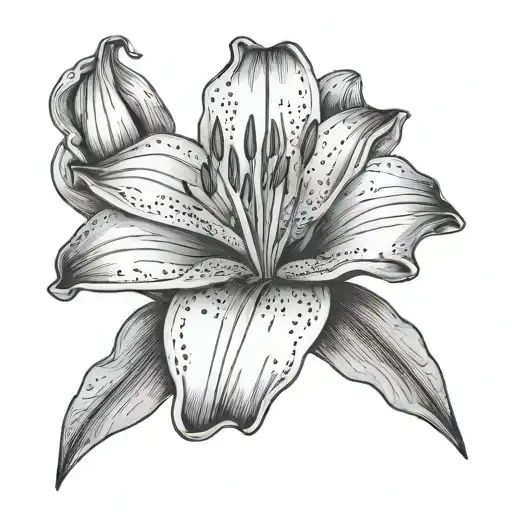 I love you 3000 text inside a lily flower tattoo design idea