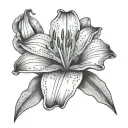 I love you 3000 text inside a lily flower tattoo design idea