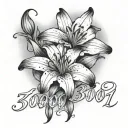 I love you 3000 text inside a lily flower tattoo design idea