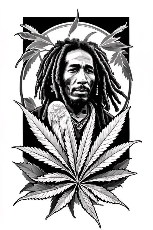 Bob Marley Three Little Birds weed tattoo design idea