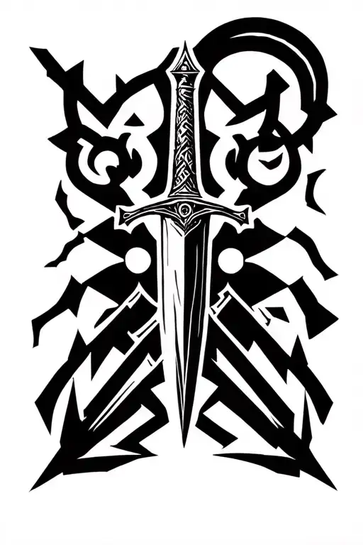 sword of damocles hanging over recovery symbol tattoo design idea