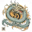 a Vietnamese dragon wrapping around a phoenix tattoo design idea
