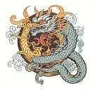 a Vietnamese dragon wrapping around a phoenix tattoo design idea