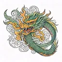 a Vietnamese dragon wrapping around a phoenix tattoo design idea