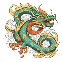 a Vietnamese dragon wrapping around a phoenix tattoo design idea