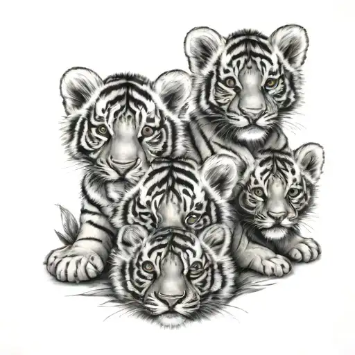 3 Tiger Cubs tattoo design idea