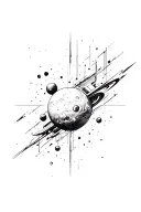 sketch for tattoo in abstract style with space theme in black and white tattoo design idea