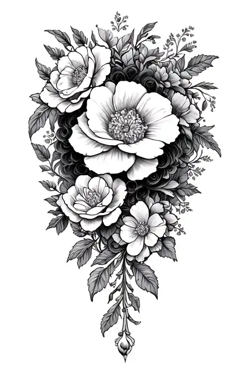floral Alice in wonderland casino tattoo design idea