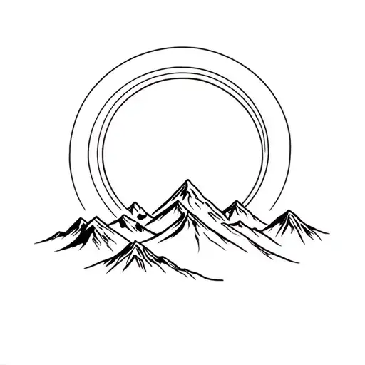 2-3 mountains with the Frank Ocean Endless staircase spiral around the mountains  tattoo design idea