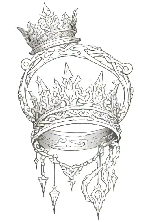slick elden ring crown, minimalistic tattoo design idea