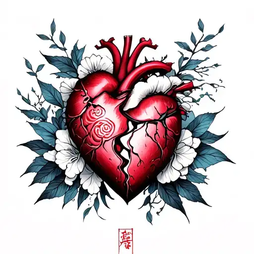 A broken soul and a heart made pieces tattoo design idea